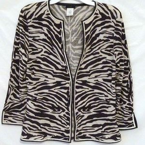 J.Crew Brown Ivory Print  Wool Cardigan M